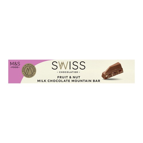 M&S Swiss Fruit & Nut Milk Chocolate Mountain Bar thumbnail 2