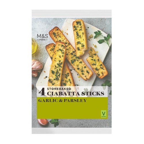 M&S 4 Garlic & Parsley Ciabatta Sticks