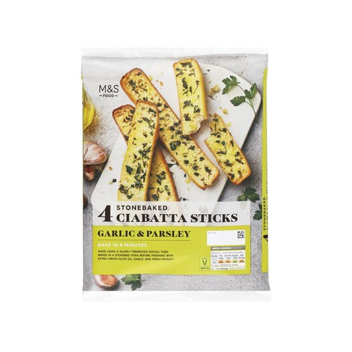 M&S 4 Garlic & Parsley Ciabatta Sticks thumbnail 2