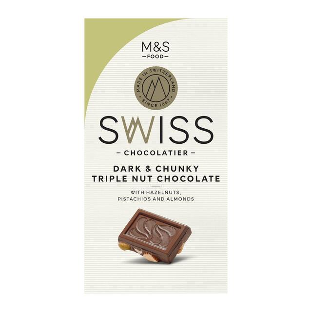 M&S Swiss Chunky Triple Nut Dark Chocolate