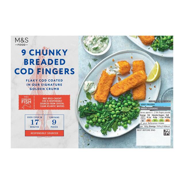 M&S 9 Chunky Cod Fish Fingers Frozen thumbnail 2