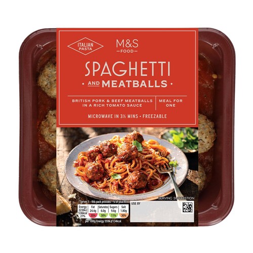 M&S Spaghetti & Meatballs in a Tomato Sauce Serves 1 thumbnail 2
