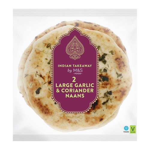 M&S 2 Large Garlic & Coriander Naans