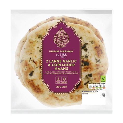 M&S 2 Large Garlic & Coriander Naans thumbnail 3