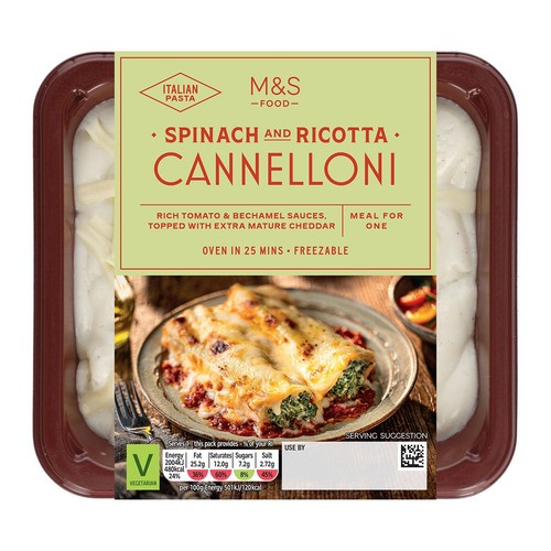 M&S Spinach & Ricotta Cannelloni Serves 1 thumbnail 2