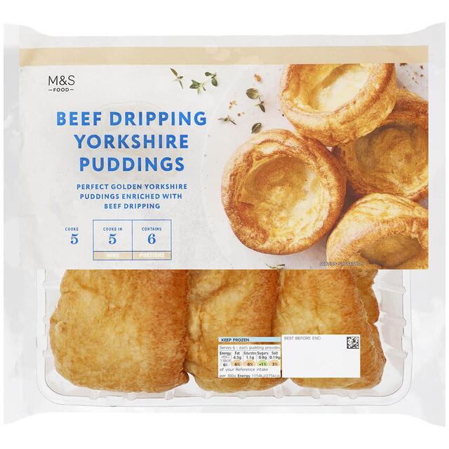 M&S 6 Beef Dripping Yorkshire Puddings Frozen