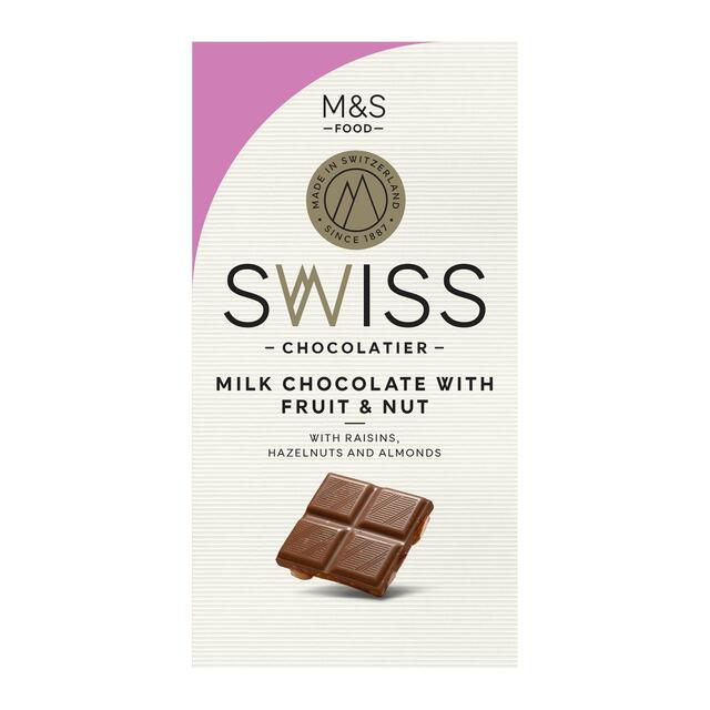 M&S Swiss Extra Fine Milk Chocolate with Fruit & Nut
