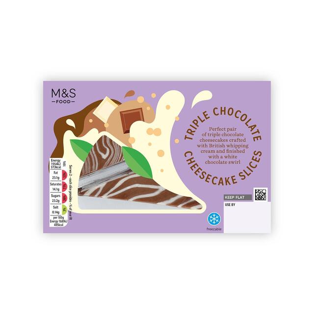 M&S 2 Triple Chocolate Cheesecake Slices thumbnail 2