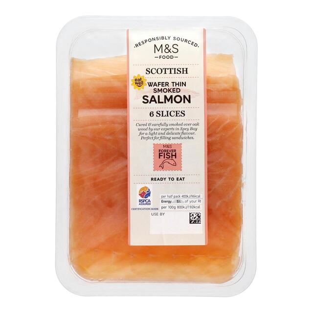 M&S Caledonian Gold Wafer Thin Oak Smoked Salmon thumbnail 3