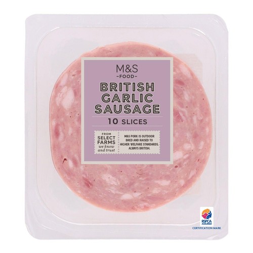 M&S British Garlic Sausage 10 Slices