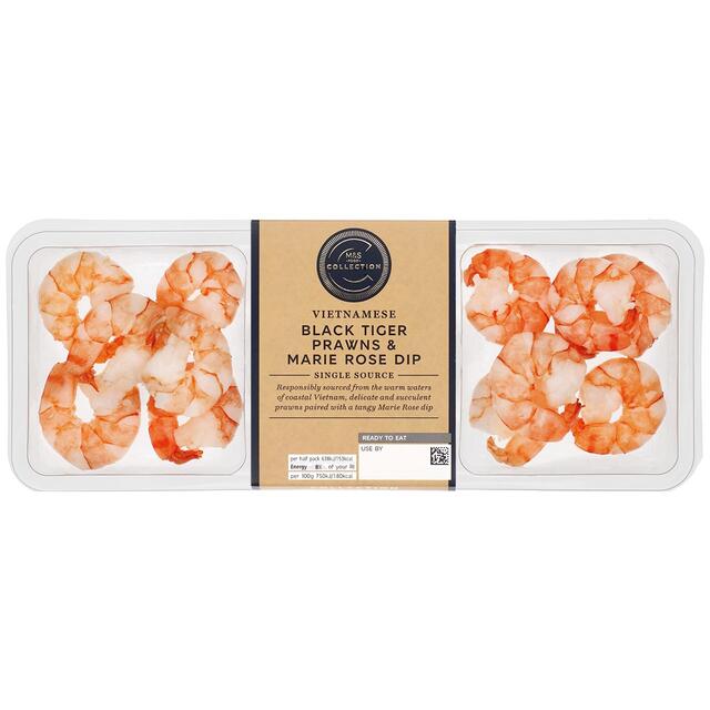 M&S Collection Black Tiger Prawns & Marie Rose Dip