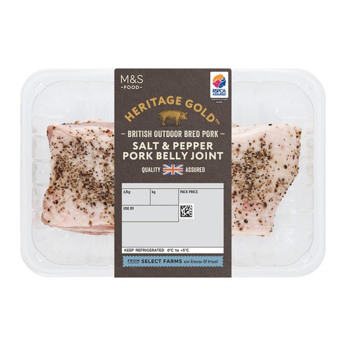 M&S Heritage Gold British Outdoor Bred Salt & Pepper Pork Belly Joint thumbnail 2
