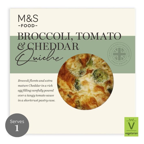 M&S Brocolli, Extra Mature Cheddar & Tomato Quiche thumbnail 2