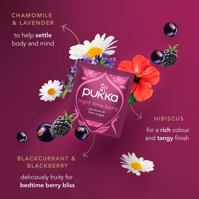 Pukka Organic Night Time Berry Herbal Tea x20 Compostable Sleep Tea Bags thumbnail 5