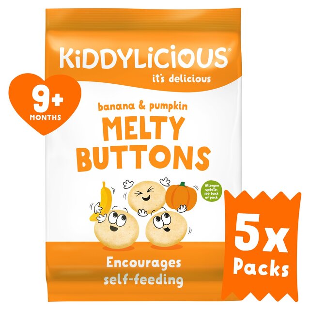 Kiddylicious Banana & Pumpkin Melty Buttons Baby Snacks Multi
