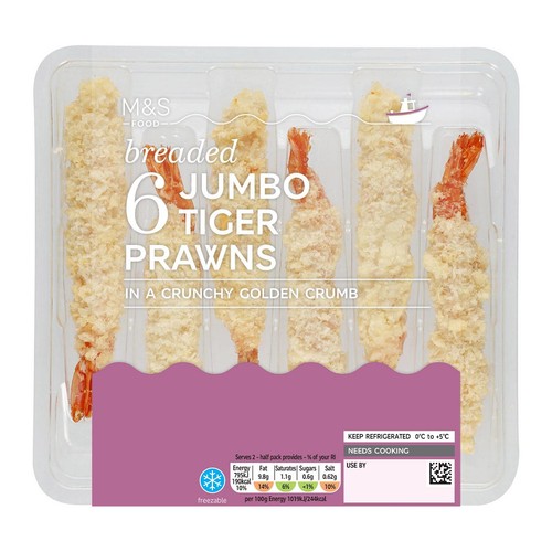 M&S 6 Breaded Jumbo Tiger Prawns thumbnail 2