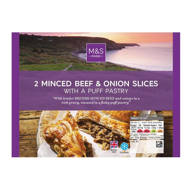 M&S 2 Minced Beef & Onion Puff Pastry Slices thumbnail 2