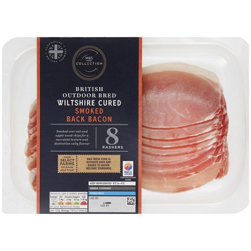 M&S Collection British Outdoor Bred 8 Wiltshire Smoked Back Bacon