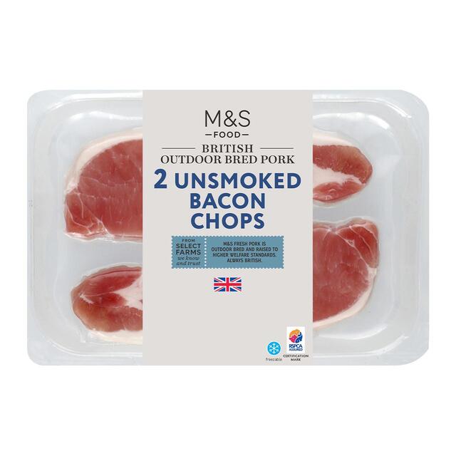 M&S 2 British Outdoor Bred Unsmoked Bacon Chops