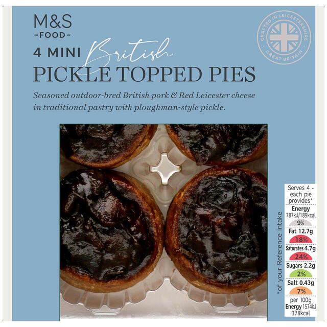 M&S British 4 Mini Pork Pies with Ploughman's Pickle
