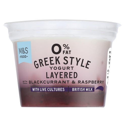 M&S Greek Style Live Yogurt 0% Fat Raspberry & Blackcurrant Layer thumbnail 2