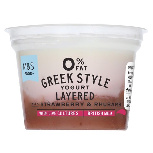 M&S Greek Style Live Yogurt 0% Fat Strawberry & Rhubarb Layer thumbnail 2