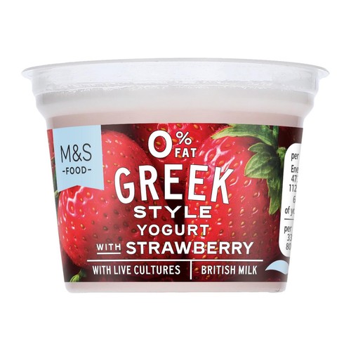 M&S Greek Style Strawberry Live Yogurt 0% Fat thumbnail 2