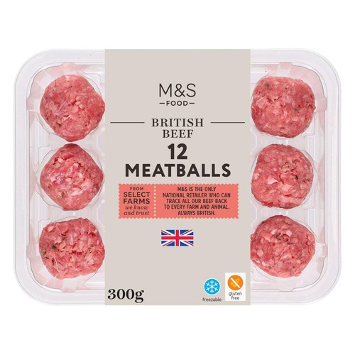 M&S Select Farms British 12 Beef Meatballs