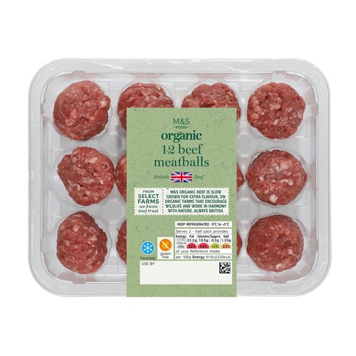 M&S Organic British 12 Beef Meatballs thumbnail 2