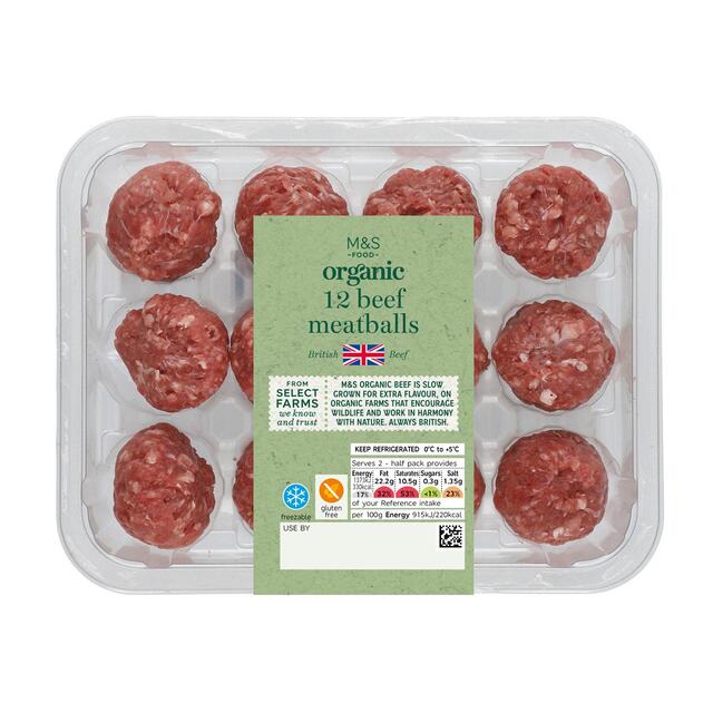 M&S Organic British 12 Beef Meatballs