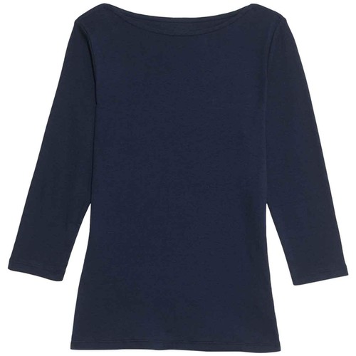 M&S Womens Pure Cotton Slim Fit Top, Size 10, Navy