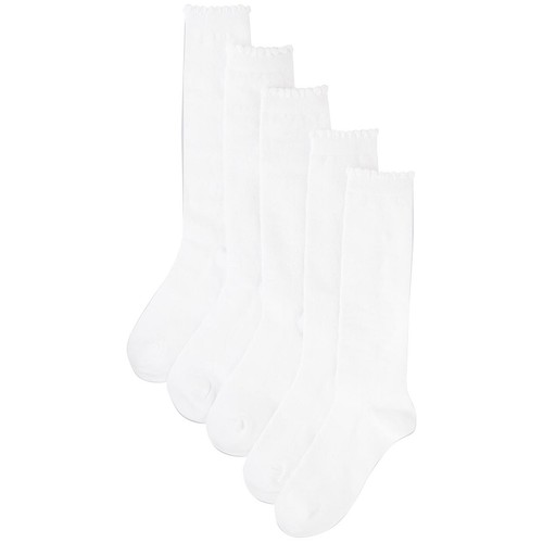 M&S Girls Butterfly Knee High Socks, Shoe Size 4-7, White