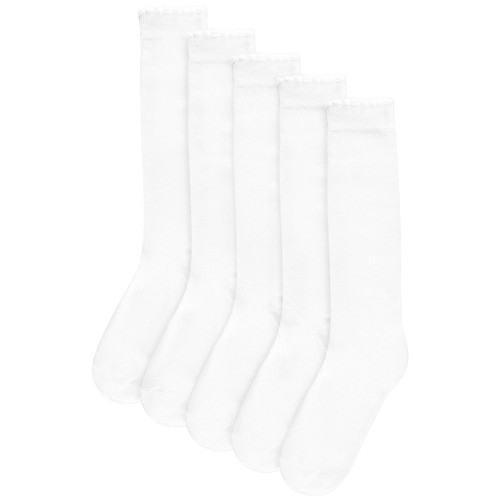 M&S Girls Knee High Socks, Shoe Size 12.5-3.5, White
