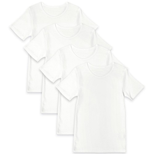 M&S Cotton Short Sleeve Vests, 8-9 Years, White