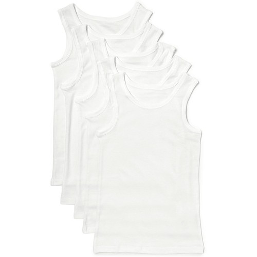 M&S Pure Cotton Vests, 7-8 Years, White