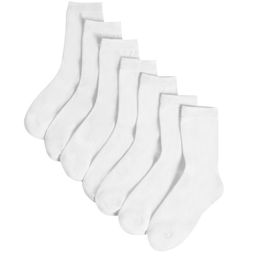 M&S Kids Ankle School Socks, Shoe Size 8.5-12 Small, White,