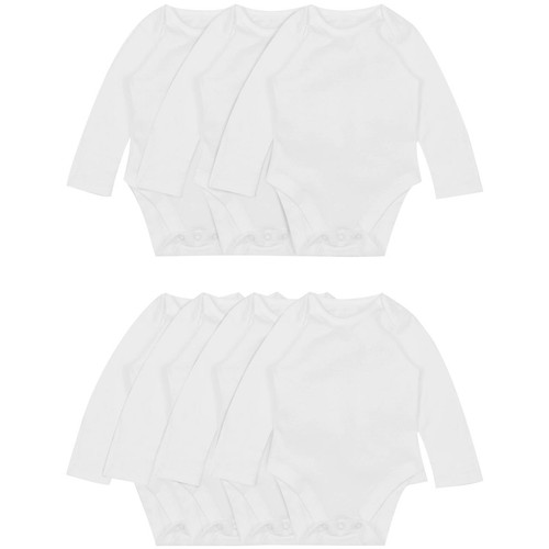M&S Baby Cotton Long Sleeve Bodysuits, White, 3-6 Months   thumbnail 2