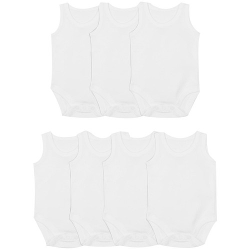 M&S Baby Cotton Sleeveless Bodysuits, White, 9-12 Months thumbnail 2