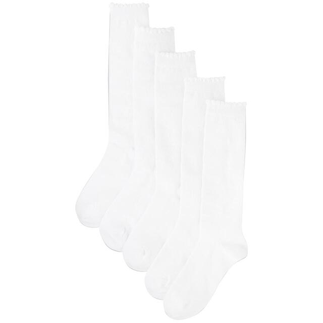M&S 5pk Butterfly Knee High School Socks, White