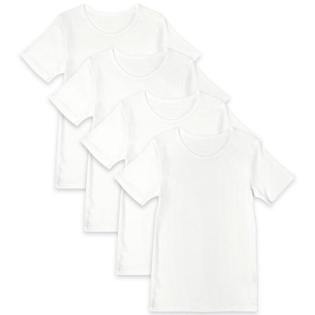 M&S Boys 4pk Cotton Short Sleeve Vests, 2-12 Years, White