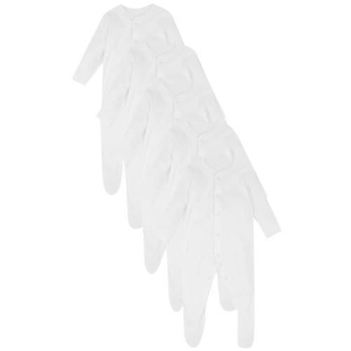 M&S Baby Pure Cotton Sleepsuits, White, 3-6 Months thumbnail 2