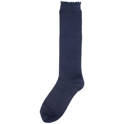 M&S Girls Cotton Knee High Socks, Shoe Size 8.5-12, Navy thumbnail 2