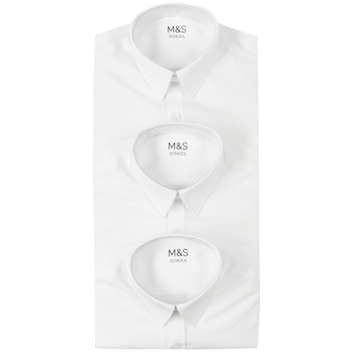M&S Boys Regular Fit Easy to Iron Shirts, 4-5 Years, White thumbnail 3