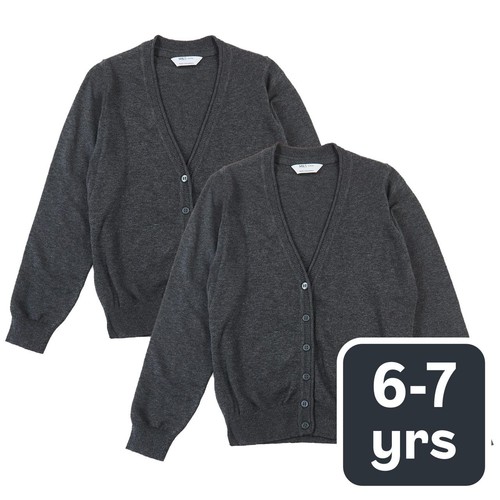 M&S Girls Pure Cotton Cardigan, 6-7 Years, Grey