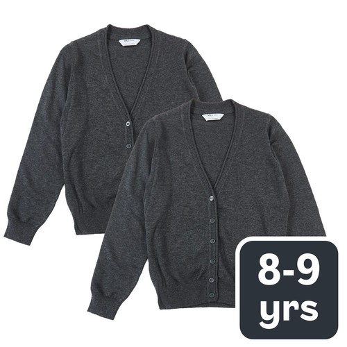M&S Girls Pure Cotton Cardigan, 8-9 Years, Grey