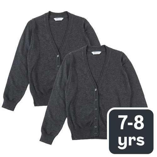 M&S Girls Pure Cotton Cardigan, 7-8 Years, Grey