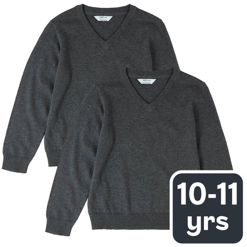 M&S Unisex Pure Cotton Jumper, 10-11 Years, Grey