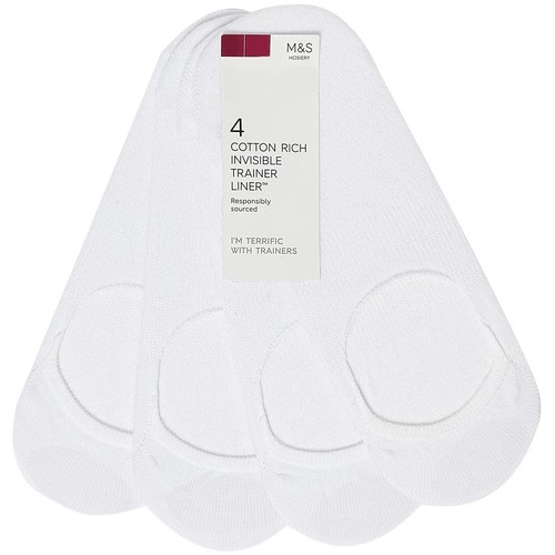 M&S Womens Invisible Trainer Liner Socks, Size 3-5, White thumbnail 2