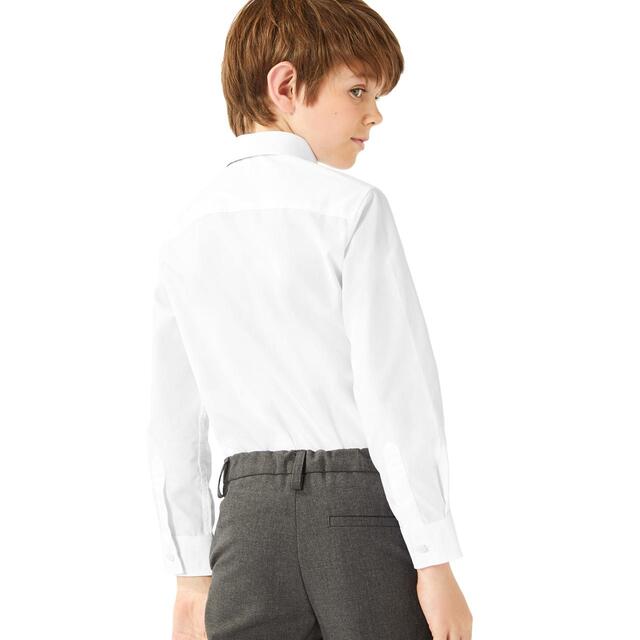 M&S 3pk Regular Fit Easy Iron Shirts, 3-14 Years, White thumbnail 4