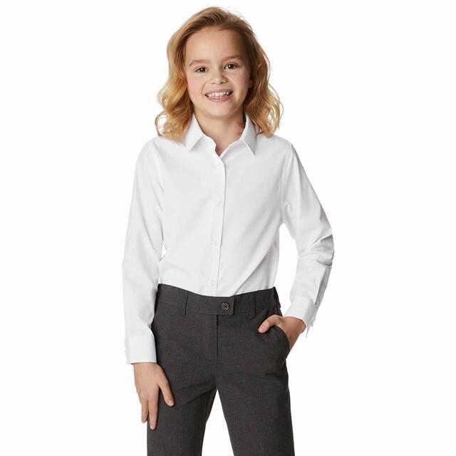 M&S 3pk Regular Fit Easy Iron Blouses, 3-14 Years, White